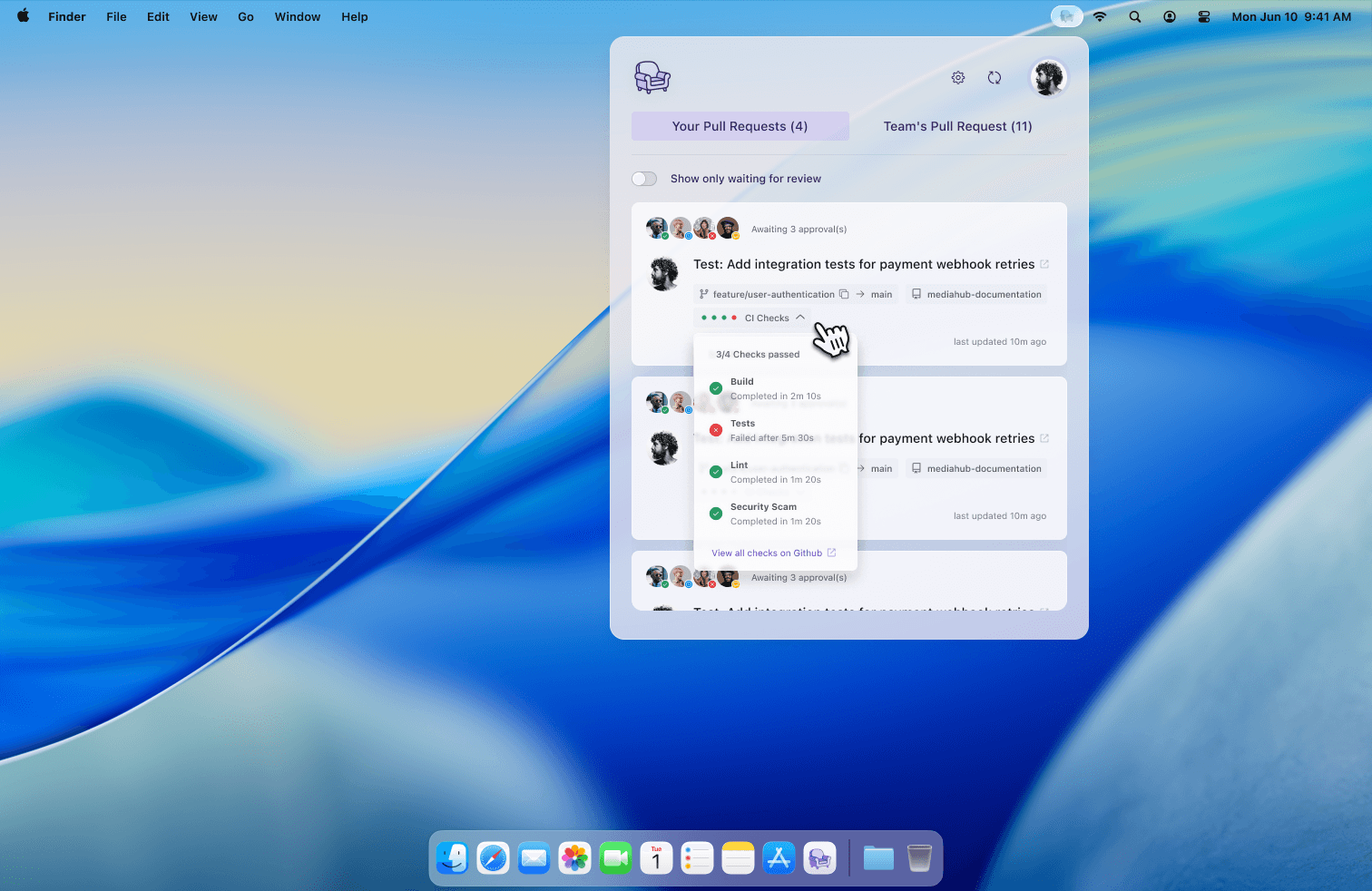 CI Checks Visibility — Cozy Watch GitHub notifications