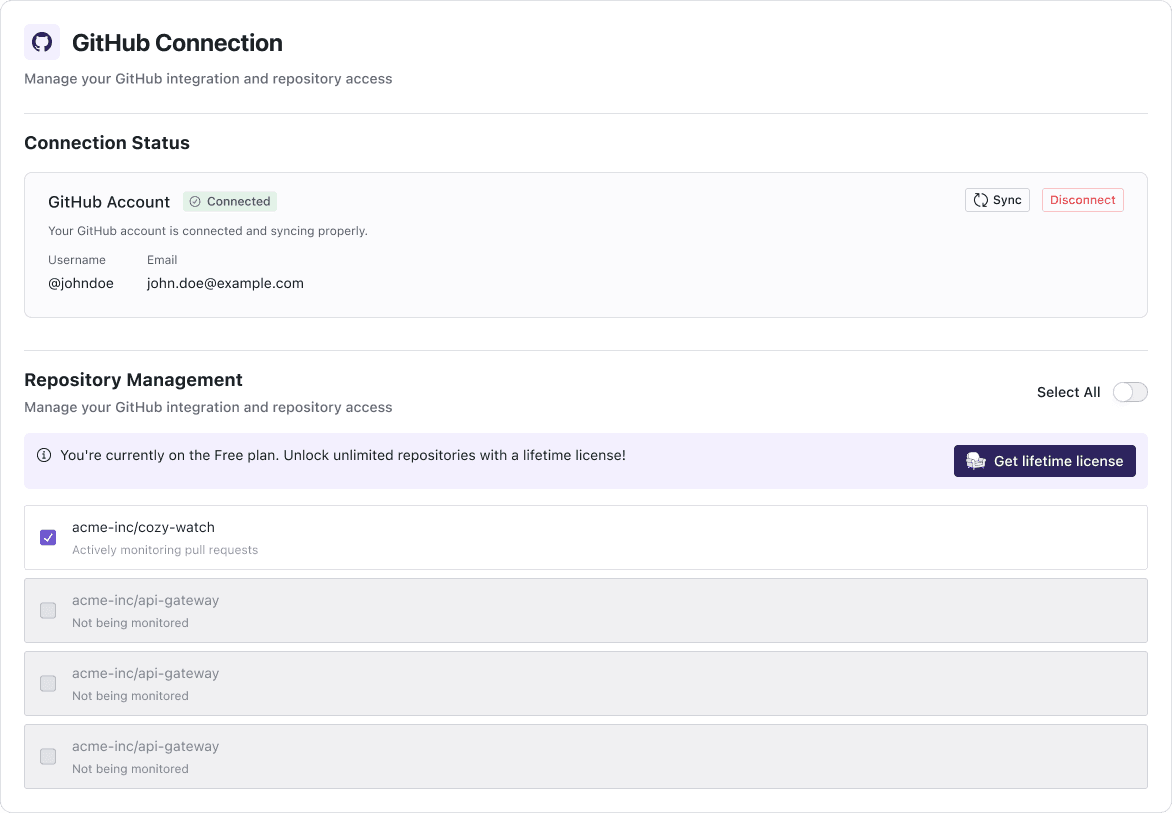 Smart Repository Control — Cozy Watch GitHub notifications