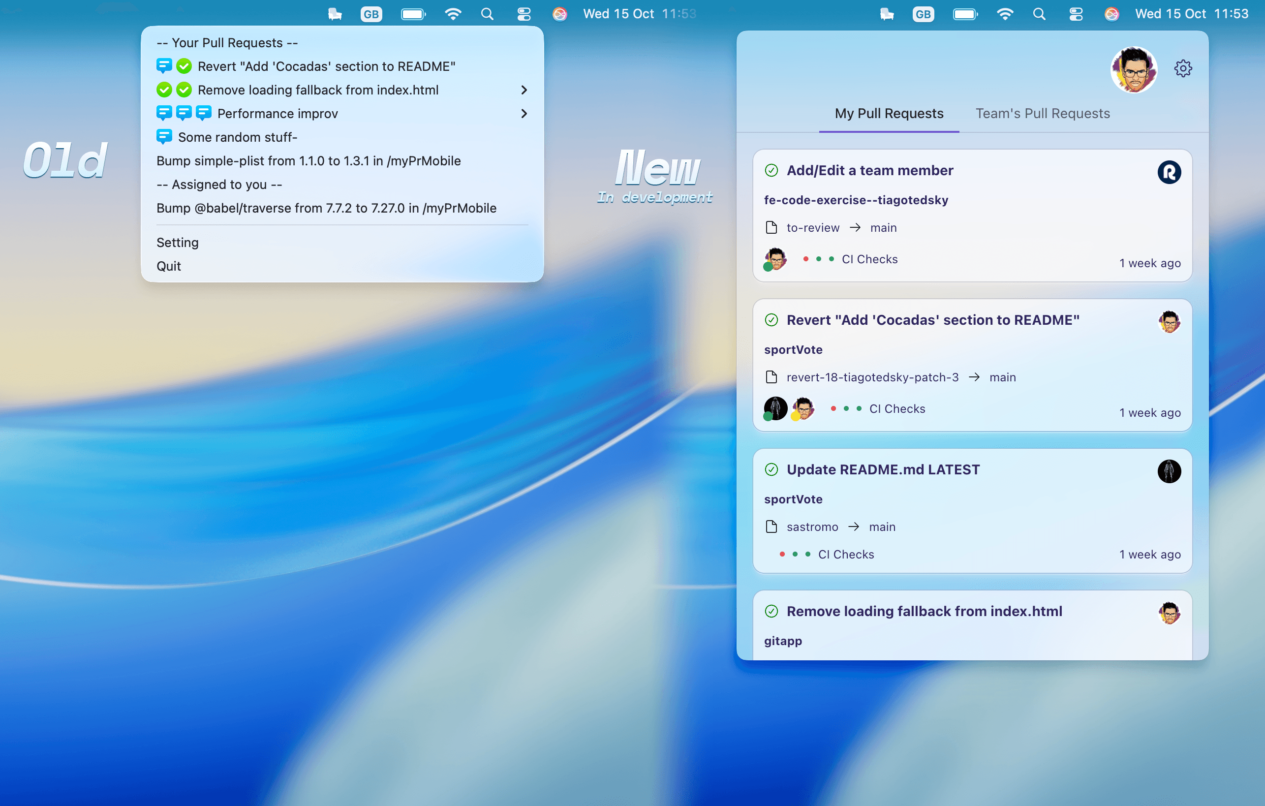 Menubar Redesign — Before and After menubar update