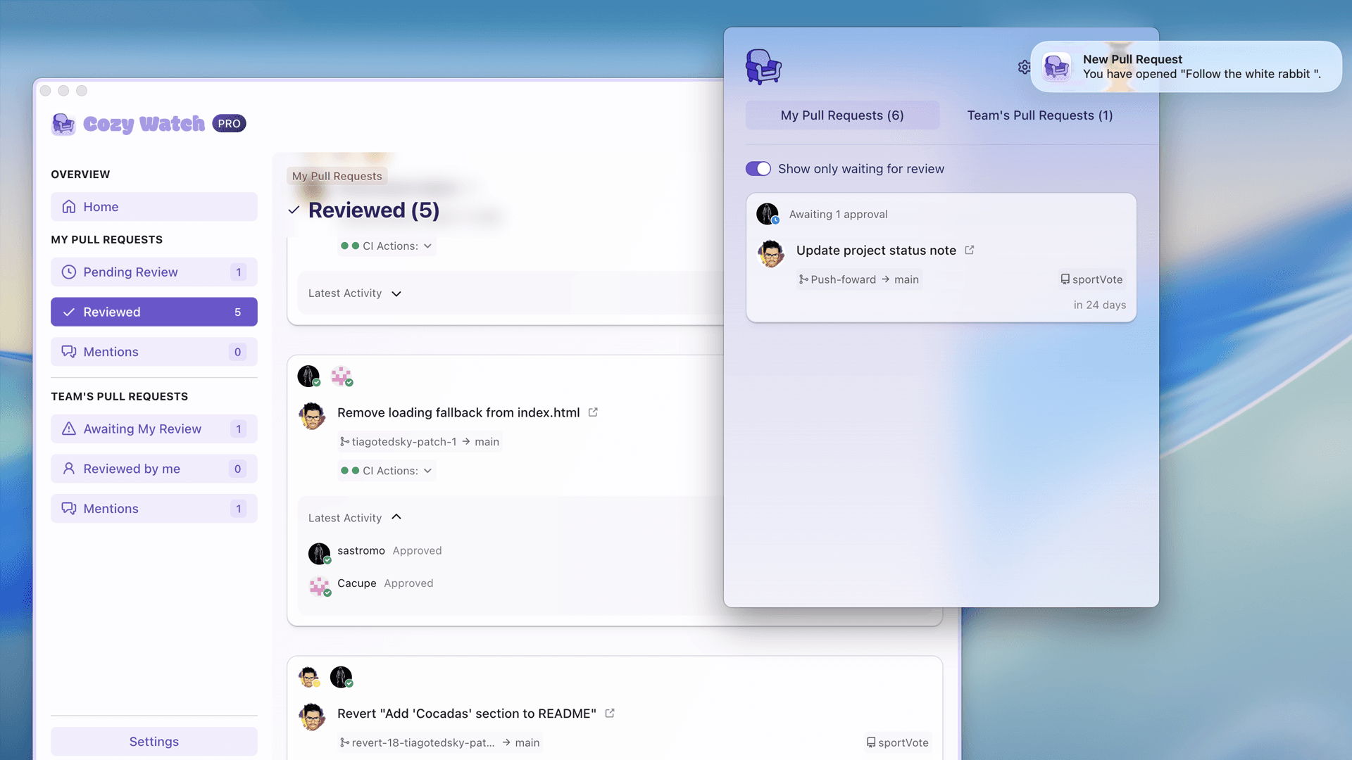 Cozy Watch App Preview