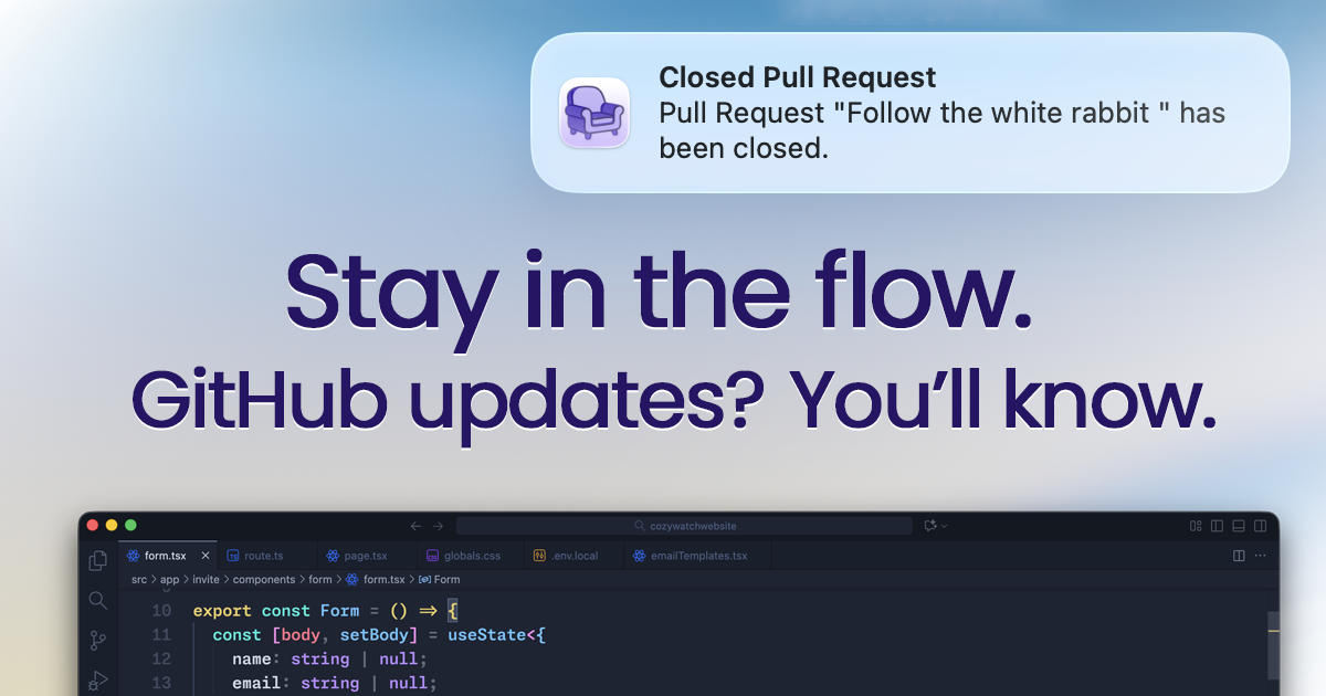 Cozy Watch - Open-Source GitHub Pull Request Tracker